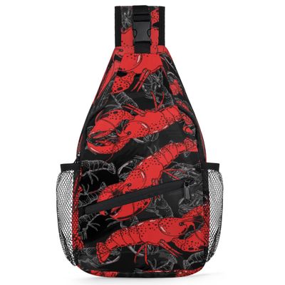bisibuy Red Lobster Pattern Sling Bag for Women Men Crossbody Sling Backpack Shoulder Bag Chest Bag Daypack for Travel Hiking Outdoor