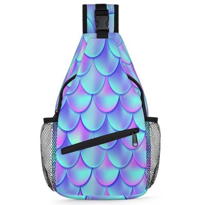bisibuy Colourful Fish Drago Scale Sling Bag for Women Men Crossbody Sling Backpack Shoulder Bag Chest Bag Daypack for Travel Hiking Outdoor