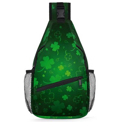 bisibuy Lucky Clovers Sling Bag for Women Men Crossbody Sling Backpack Shoulder Bag Chest Bag Daypack for Travel Hiking Outdoor