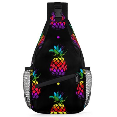 bisibuy Rainbow Pineapples Sling Bag for Women Men Crossbody Sling Backpack Shoulder Bag Chest Bag Daypack for Travel Hiking Outdoor