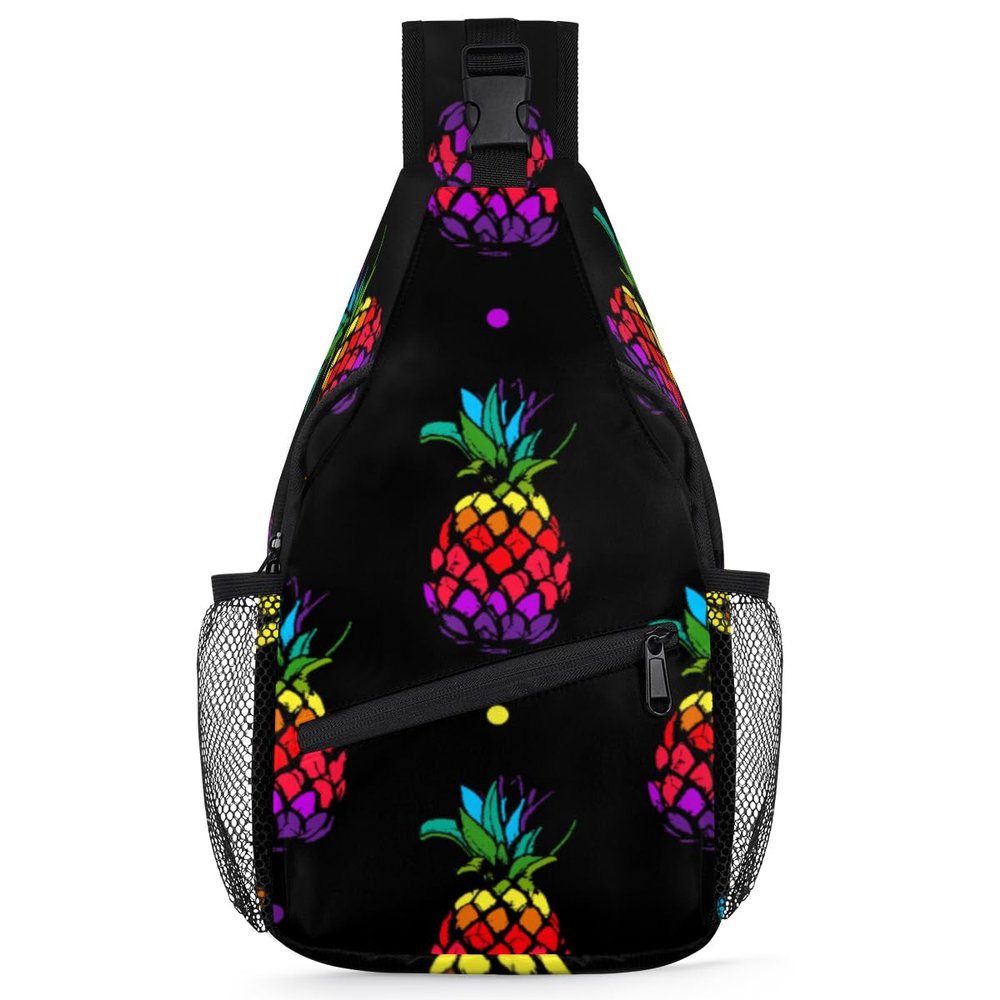 bisibuy Rainbow Pineapples Sling Bag for Women Men Crossbody Sling Backpack Shoulder Bag Chest Bag Daypack for Travel Hiking Outdoor