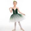 AFAVOM Ballet Leotards for Girls Sequin Velvet Camisole Leotard Skirted Performance Swan Lake Ballet Dance Dress Glitter Ballerina Costume Dancewear for Toddler Kids Green - Velvet 13-14 Years view 2