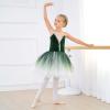 AFAVOM Ballet Leotards for Girls Sequin Velvet Camisole Leotard Skirted Performance Swan Lake Ballet Dance Dress Glitter Ballerina Costume Dancewear for Toddler Kids Green - Velvet 13-14 Years view 4