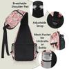 bisibuy Pink Background Colorful Flowers Sling Bag for Women Men Crossbody Sling Backpack Shoulder Bag Chest Bag Daypack for Travel Hiking Outdoor view 4