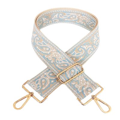 1pc Adjustable Strap Replacement 2inch Wide Paisley Jacquard Belt for Crossbody Purse Handbag Shoulder Guitar Camera Bag (Lightblue)