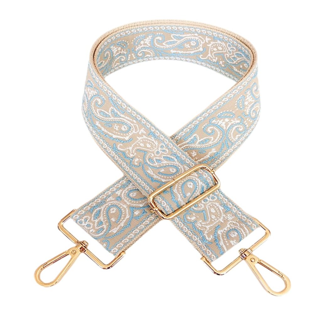 1pc Adjustable Strap Replacement 2inch Wide Paisley Jacquard Belt for Crossbody Purse Handbag Shoulder Guitar Camera Bag (Lightblue)