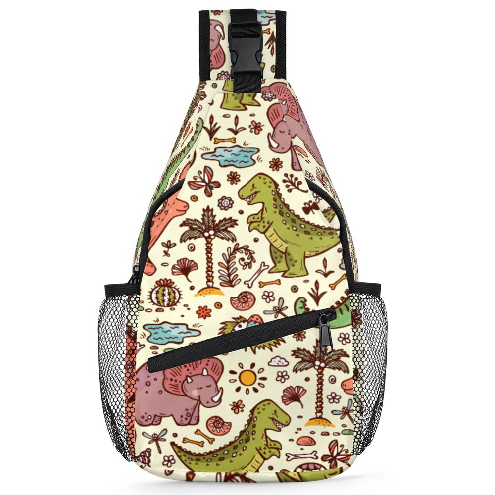 bisibuy Cute Dinosaur Pattern Sling Bag Women Men Crossbody Sling Backpack Shoulder Bag Chest Bag Daypack for Travel Hiking Outdoor