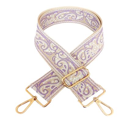 1pc Adjustable Strap Replacement 2inch Wide Paisley Jacquard Belt for Crossbody Purse Handbag Shoulder Guitar Camera Bag (Lilac)