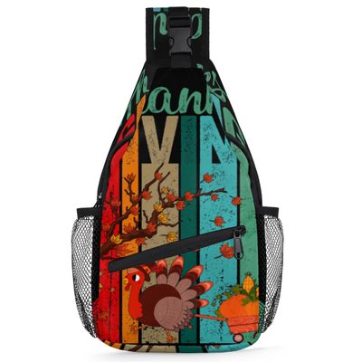 bisibuy Fall Thanksgiving Day Sling Bag for Women Men Crossbody Sling Backpack Shoulder Bag Chest Bag Daypack for Travel Hiking Outdoor