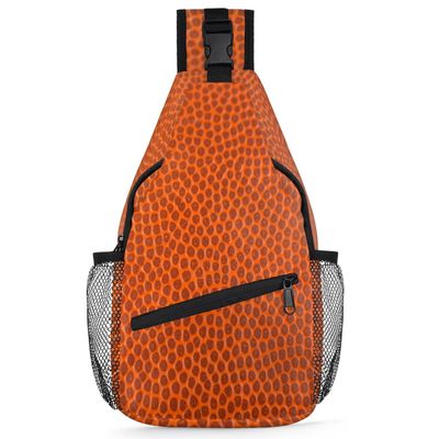 bisibuy Basketball Texture Sling Bag for Women Men Crossbody Sling Backpack Shoulder Bag Chest Bag Daypack for Travel Hiking Outdoor