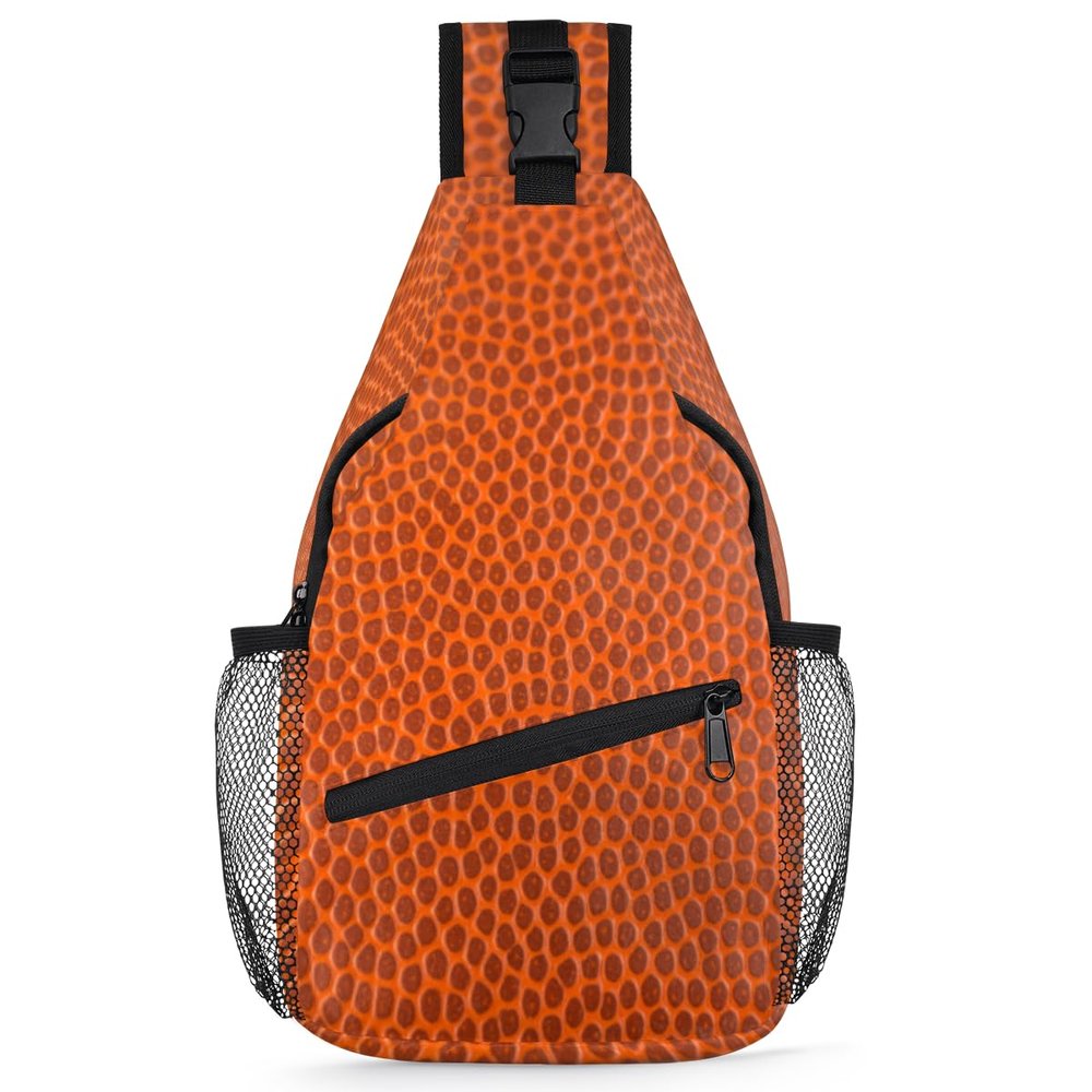 bisibuy Basketball Texture Sling Bag for Women Men Crossbody Sling Backpack Shoulder Bag Chest Bag Daypack for Travel Hiking Outdoor