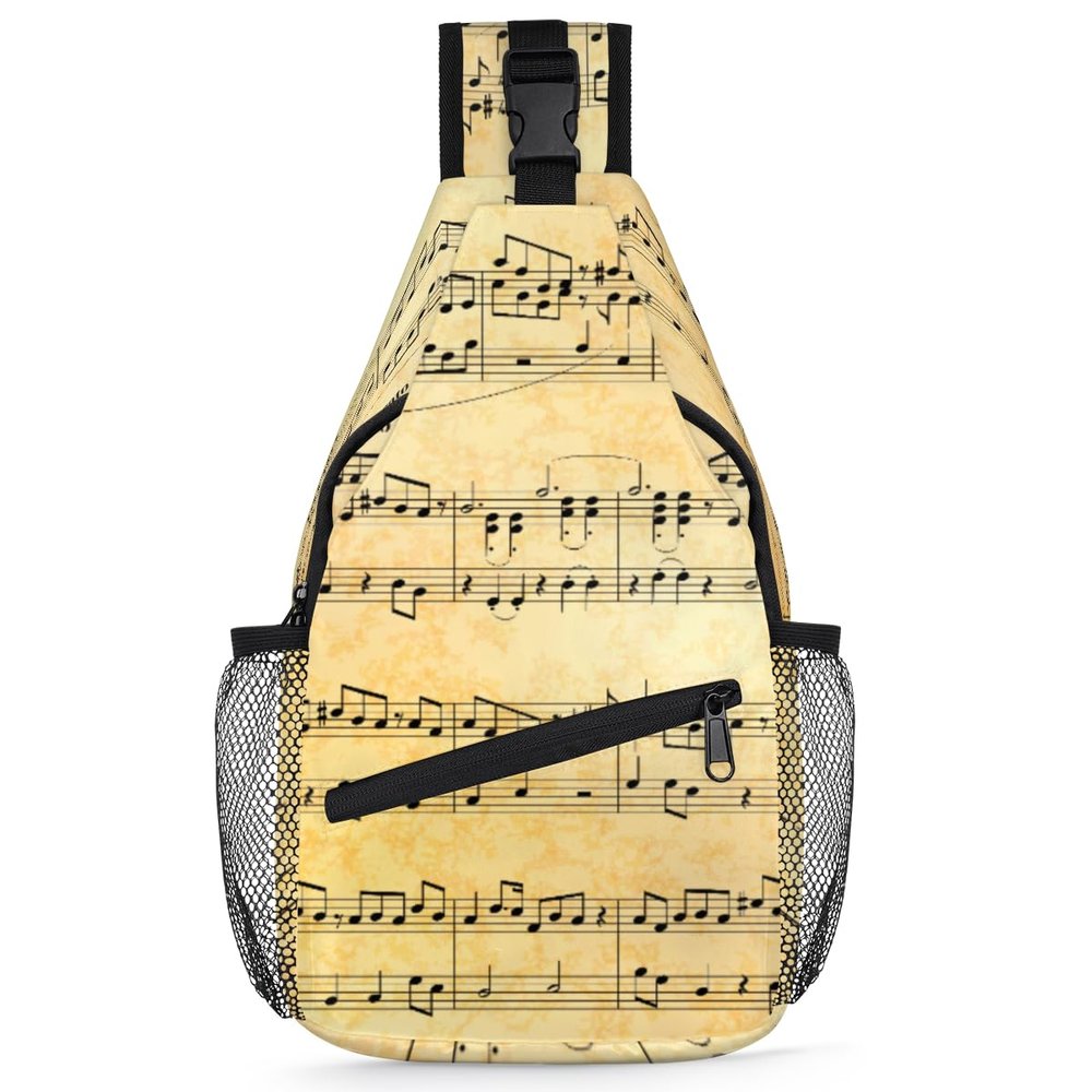 bisibuy Old Music Sheet Sling Bag for Women Men Crossbody Sling Backpack Shoulder Bag Chest Bag Daypack for Travel Hiking Outdoor