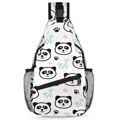 bisibuy Cute Panda Paw Print Sling Bag for Women Men Crossbody Sling Backpack Shoulder Bag Chest Bag Daypack for Travel Hiking Outdoor