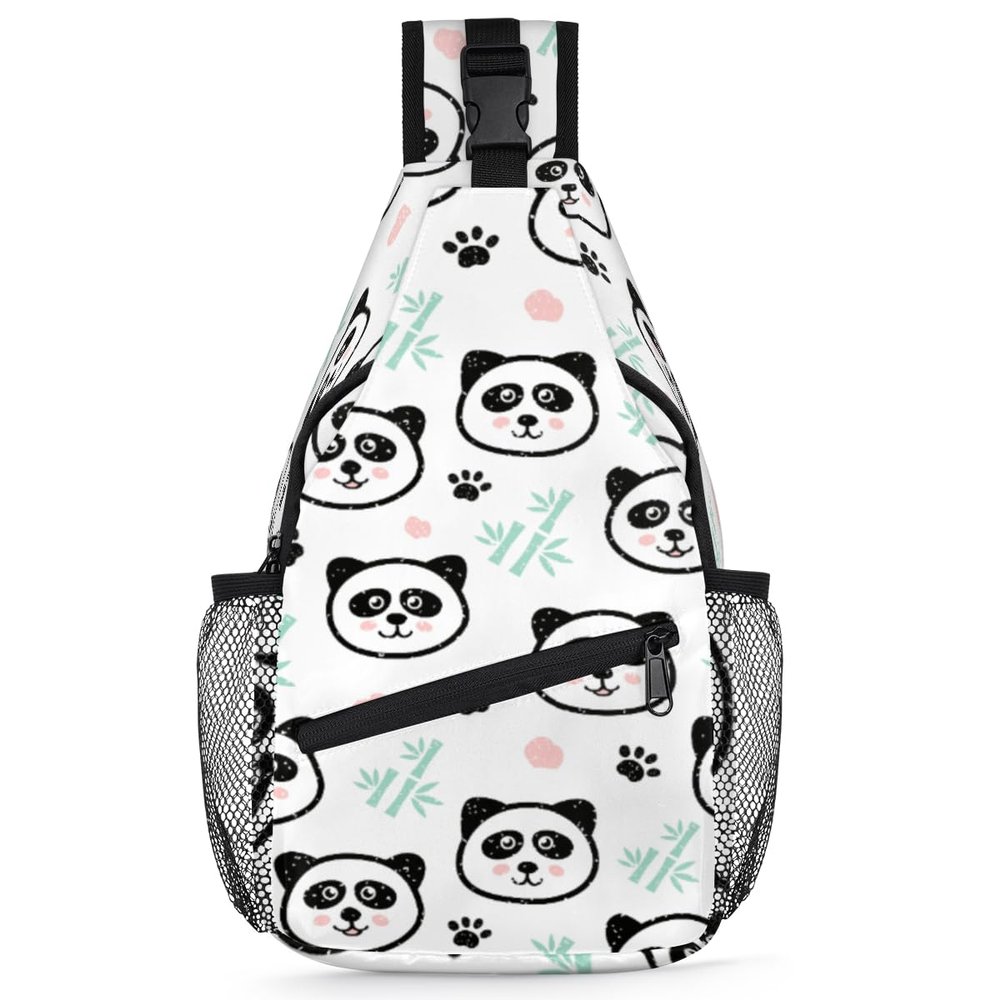 bisibuy Cute Panda Paw Print Sling Bag for Women Men Crossbody Sling Backpack Shoulder Bag Chest Bag Daypack for Travel Hiking Outdoor