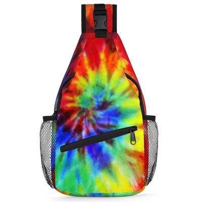 bisibuy Rainbow Tie Dye Sling Bag Women Men Crossbody Sling Backpack Shoulder Bag Chest Bag Daypack for Travel Hiking Outdoor