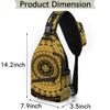 bisibuy Gold Round Mandala Sling Bag for Women Men Crossbody Sling Backpack Shoulder Bag Chest Bag Daypack for Travel Hiking Outdoor view 2