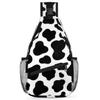 bisibuy Cow Print White And Black Sling Bag for Women Men Crossbody Sling Backpack Shoulder Bag Chest Bag Daypack for Travel Hiking Outdoor view 1