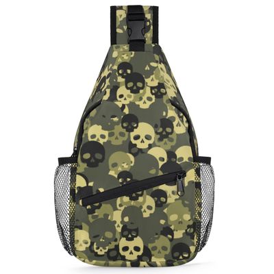 bisibuy Skulls With Bones Sling Bag for Women Men Crossbody Sling Backpack Shoulder Bag Chest Bag Daypack for Travel Hiking Outdoor