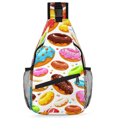bisibuy Colorful Donuts Sling Bag for Women Men Crossbody Sling Backpack Shoulder Bag Chest Bag Daypack for Travel Hiking Outdoor