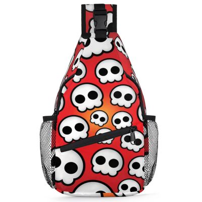 bisibuy Skull Cute Sling Bag for Women Men Crossbody Sling Backpack Shoulder Bag Chest Bag Daypack for Travel Hiking Outdoor