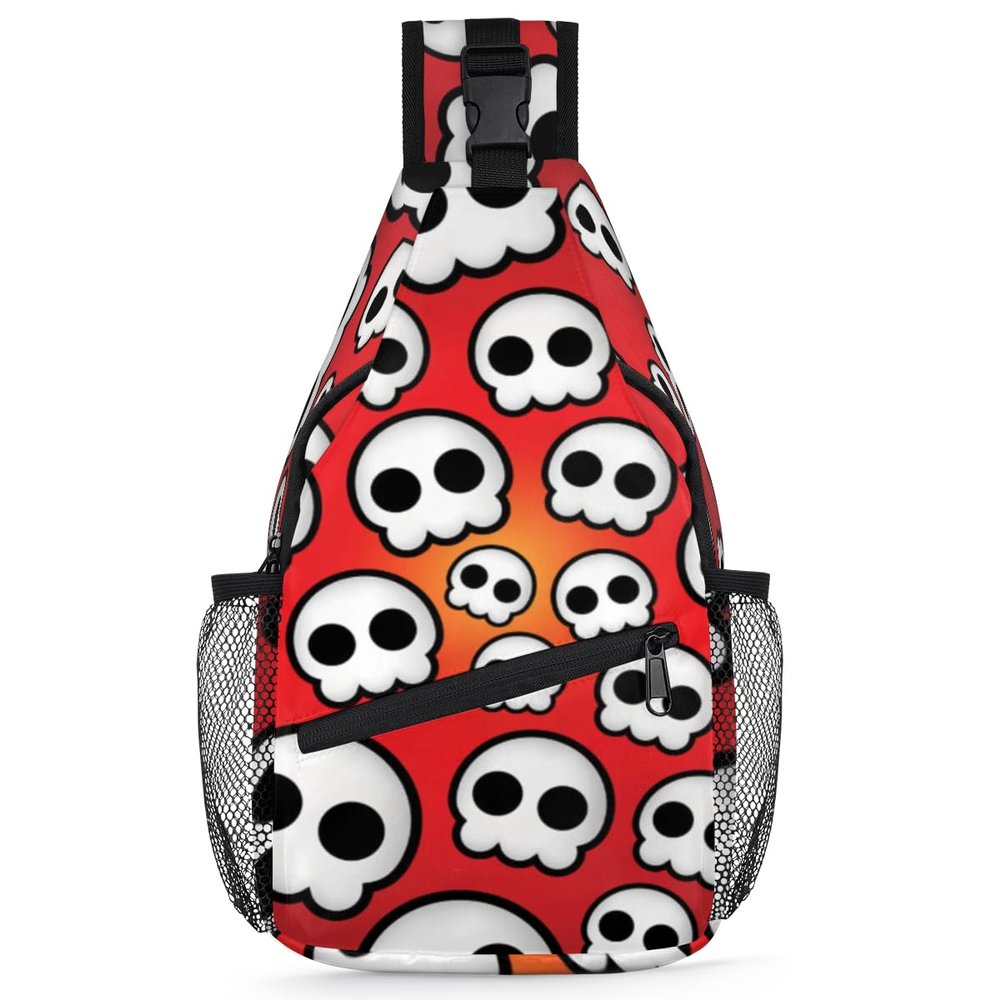 bisibuy Skull Cute Sling Bag for Women Men Crossbody Sling Backpack Shoulder Bag Chest Bag Daypack for Travel Hiking Outdoor