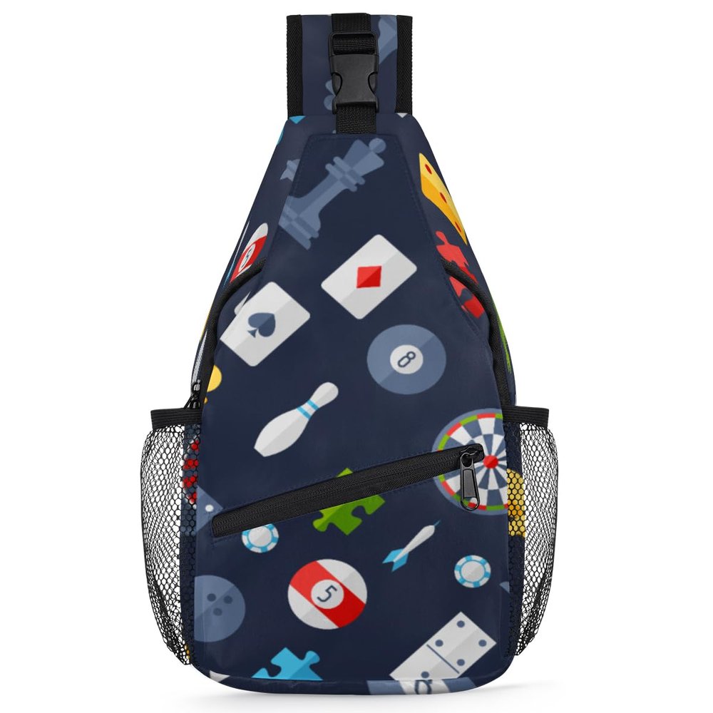 bisibuy Classical Game Casino Theme Sling Bag for Women Men Crossbody Sling Backpack Shoulder Bag Chest Bag Daypack for Travel Hiking Outdoor