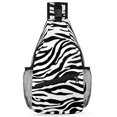 bisibuy Black And White Zebra Texture Sling Bag for Women Men Crossbody Sling Backpack Shoulder Bag Chest Bag Daypack for Travel Hiking Outdoor