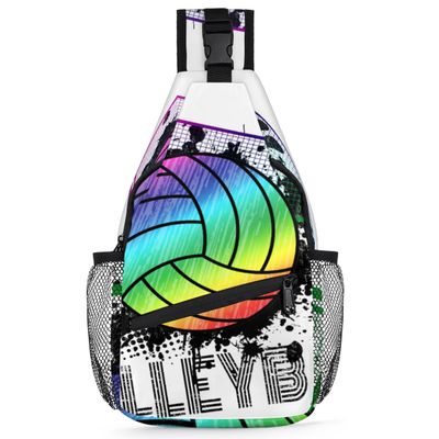 bisibuy Summer Splashes Volleyball Pattern Sling Bag for Women Men Crossbody Sling Backpack Shoulder Bag Chest Bag Daypack for Travel Hiking Outdoor