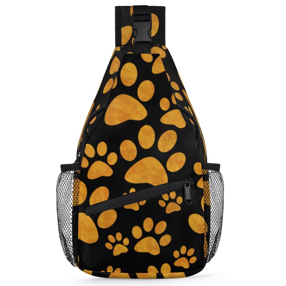 bisibuy Animal Dog Paw Prints Sling Bag for Women Men Crossbody Sling Backpack Shoulder Bag Chest Bag Daypack for Travel Hiking Outdoor