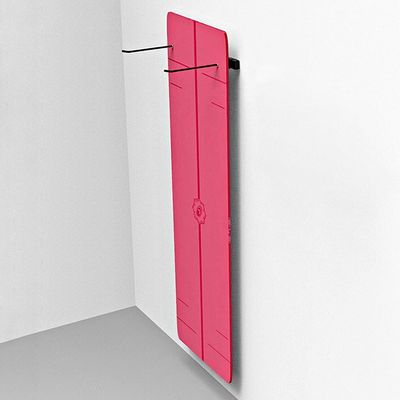 Katzowen Black Metal Foam Rollers Organizer, Wall Yoga Mat Storage, Wall Mounted Yoga Mat Holder with Hooks, for Hanging Workout Mat/Pilates Mat