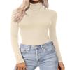 Ekouaer Women's Turtleneck Long Sleeve Shirts Thermal Underwear Tops Basic Slim Fit Fall Fashion Lightweight Top Light Khaki XXL view 1