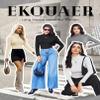 Ekouaer Women's Turtleneck Long Sleeve Shirts Thermal Underwear Tops Basic Slim Fit Fall Fashion Lightweight Top Light Khaki XXL view 4