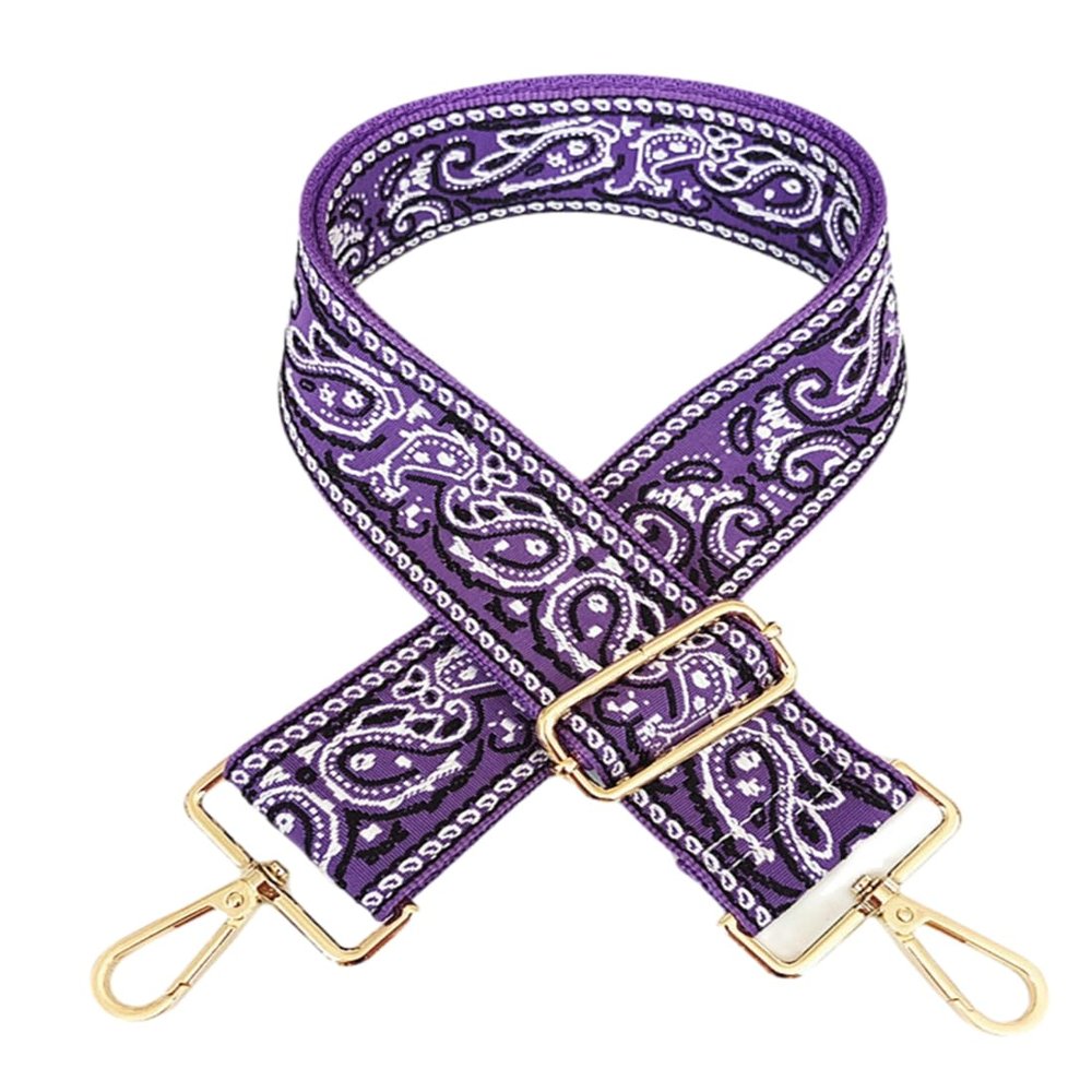 1pc Adjustable Strap Replacement 2inch Wide Paisley Jacquard Belt for Crossbody Purse Handbag Shoulder Guitar Camera Bag (Purple)