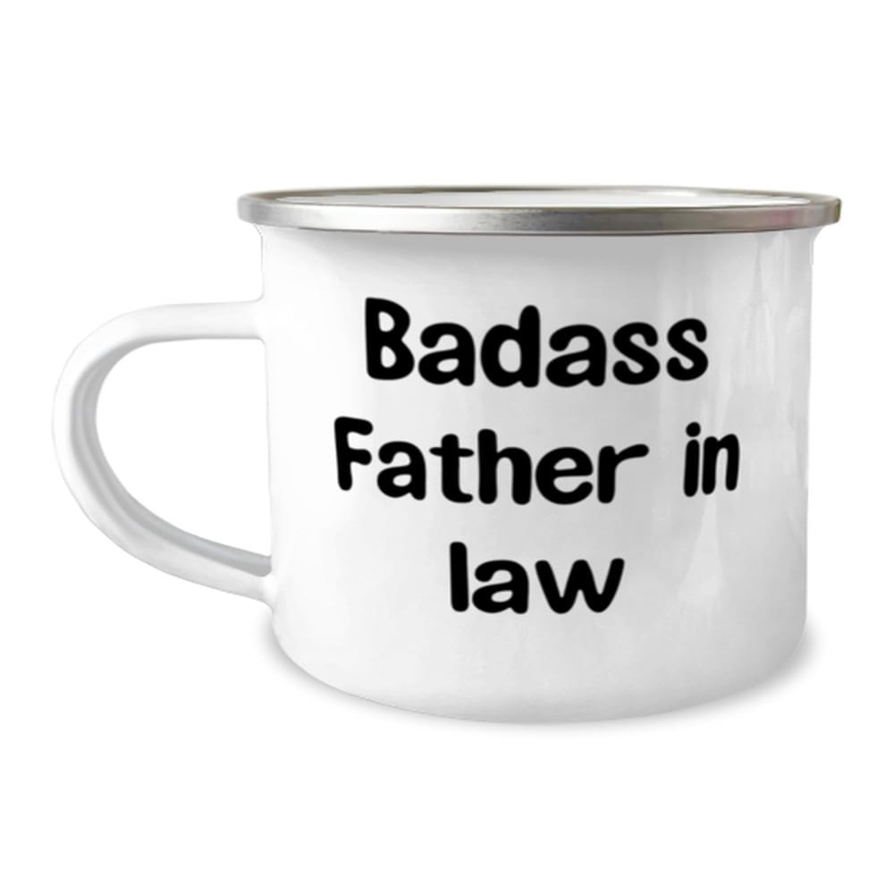 Best Father-in-law 12oz Camping Mug, Badass Father in law, Present For Dad, Funny Gifts From Daughter, Father in law gift ideas, Funny father in law gifts, Gifts for father in law, Fathers day gift