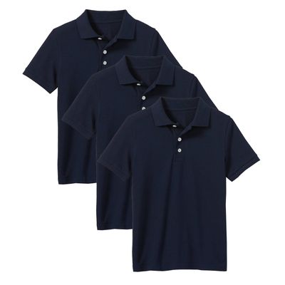 Galaxy by Harvic 3- Pack Boys Pique Polo T Shirt, Casual Cotton Blend Polo Short Sleeve for School Uniform, (XS-2XL)