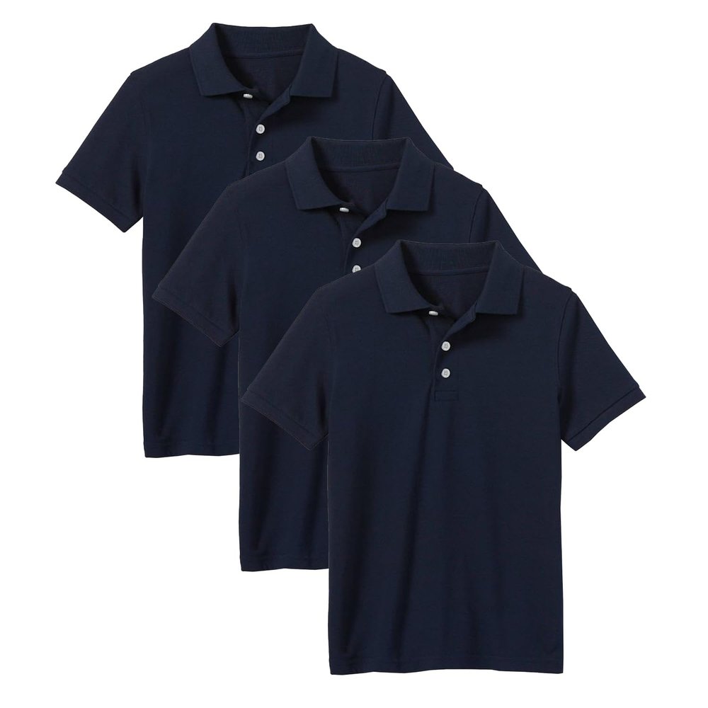 Galaxy by Harvic 3- Pack Boys Pique Polo T Shirt, Casual Cotton Blend Polo Short Sleeve for School Uniform, (XS-2XL)
