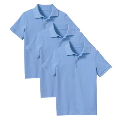 Galaxy by Harvic 3- Pack Boys Pique Polo T Shirt, Casual Cotton Blend Polo Short Sleeve for School Uniform, (XS-2XL)