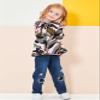 SODLON Toddler Girl Clothes 3T 4T Winter Fall Outfits Long Sleeve Ruffle Pink Camo Shirts Top Ripped Jeans Denim Pants Spring 3-4 Year Clothing Sets for Little Girls view 3