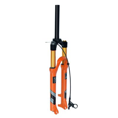 ZECHAO Bike Shock Absorber Forks, Straight Tube 26/27.5/29 Inch Manual Lockout/Remote Lockout Disc Brake Travel 140mm Mountain Fork Outdoor (Color : Straight Tube RL, Size : 26inch)
