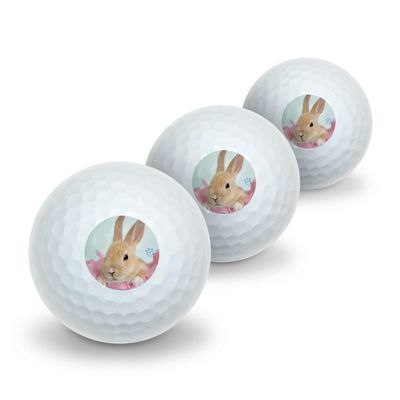 Bunny Hiding in Pink Tissue Paper Novelty Golf Balls 3 Pack
