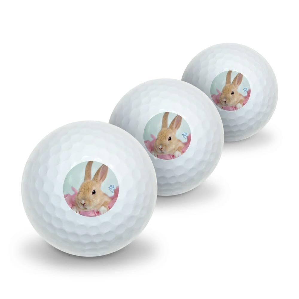 Bunny Hiding in Pink Tissue Paper Novelty Golf Balls 3 Pack