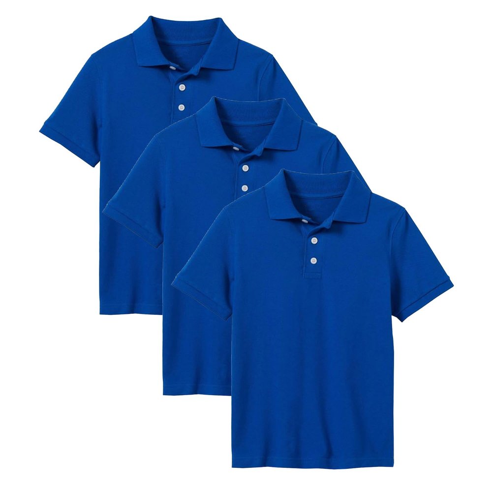 Galaxy by Harvic 3- Pack Boys Pique Polo T Shirt, Casual Cotton Blend Polo Short Sleeve for School Uniform, (XS-2XL)