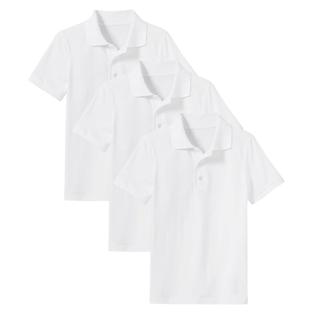 Galaxy by Harvic 3- Pack Boys Pique Polo T Shirt, Casual Cotton Blend Polo Short Sleeve for School Uniform, (XS-2XL)