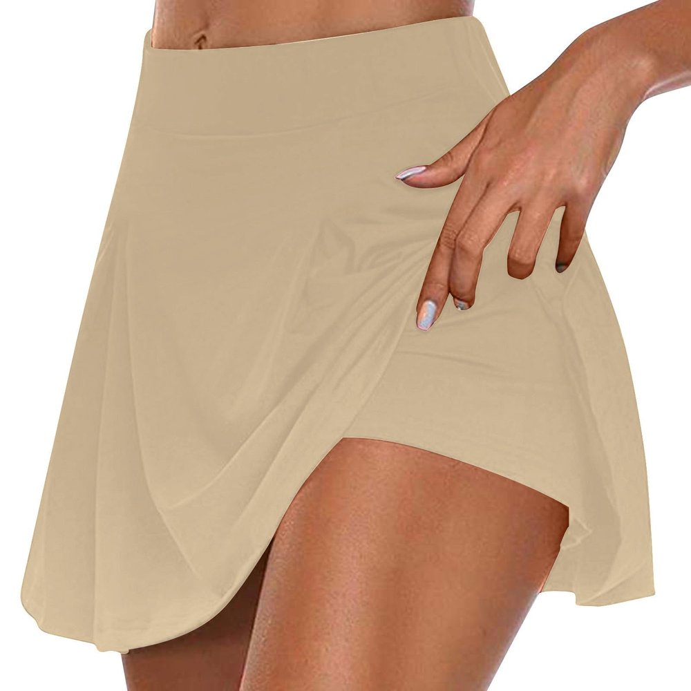HGps8w Tennis Skirt for Women with Built-in Shorts Stretchy High Waisted Flowy Athletic Golf Skorts Skirts for Running Casual