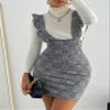ENVEED Womens Dress Dresses Plaid Ruffle Trim Overall Dress Without Sweater ENVEED (Color : Gray, Size : Large) view 1
