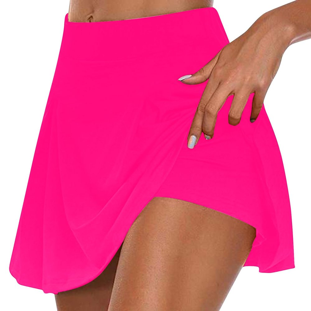 HGps8w Tennis Skirt for Women with Built-in Shorts Stretchy High Waisted Flowy Athletic Golf Skorts Skirts for Running Casual
