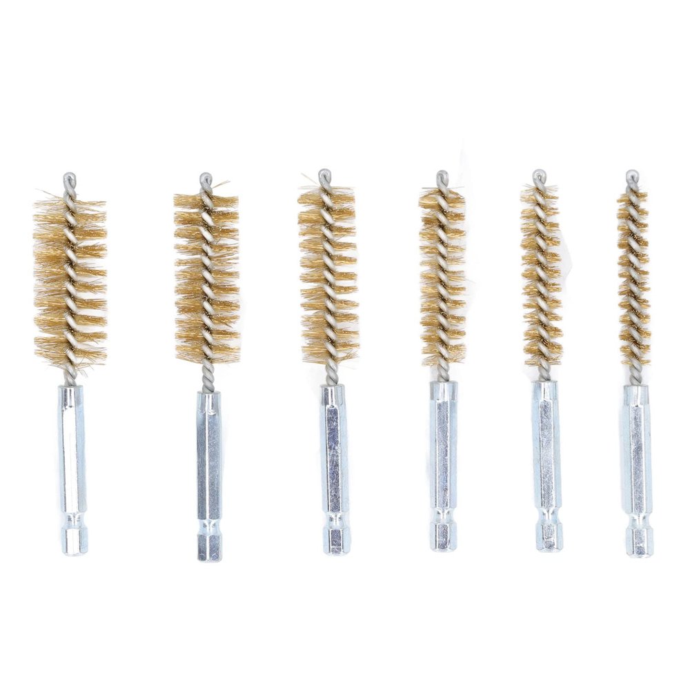 6PCS Set Bore Brush, Robust Ruggedness Strong Cleaning Power Steel Brush, Easy Removal 4in Extensive Use Bore Brushes, for Car, Garage, Office[Copper]