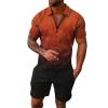 WABEOR Summer Clothes for Men Big and Tall 2 Piece Short Sets Vacation Outfits Casual Short Sleeve Polo Shirts Shorts Set Orange view 1