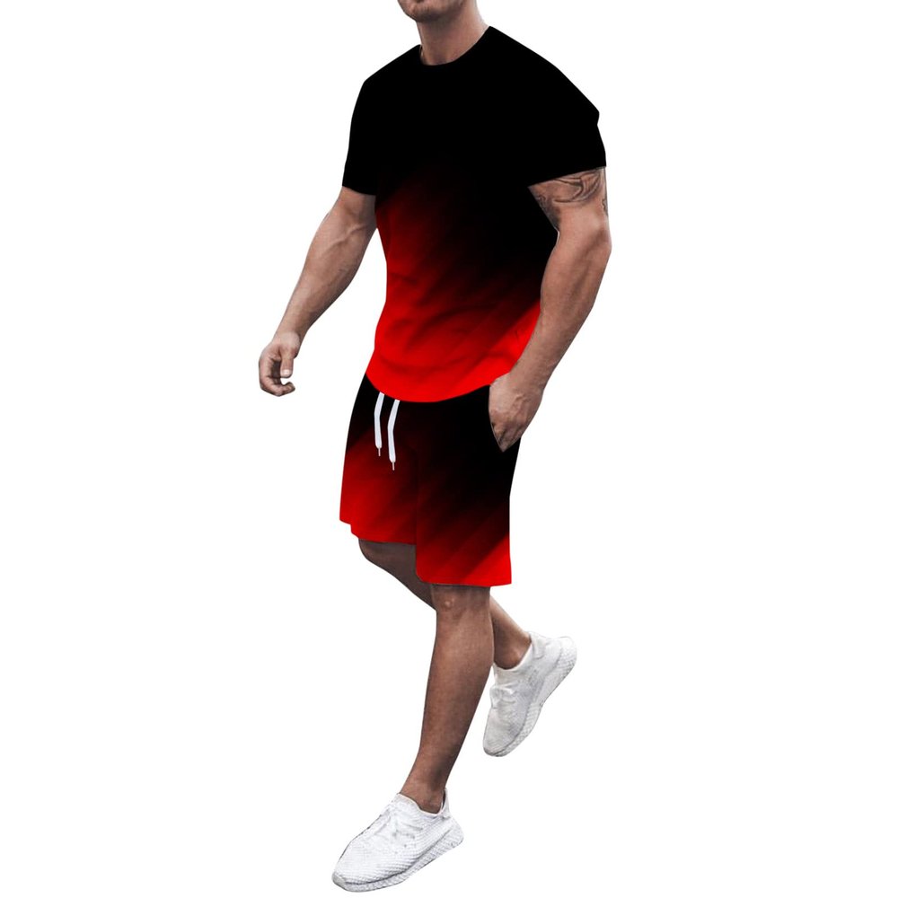 Mens Summer Outfits 2 Piece Short Sets Short Sleeve T Shirts and Shorts Stylish Casual Hip Hop Sport Set Sweatsuits E-Black