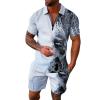 WABEOR Men's Shirt and Short Sets Graphic Fashion Casual Two Piece Outfits Short Sleeve Polo Sweatsuit Sports Summer Outfits Grey view 1